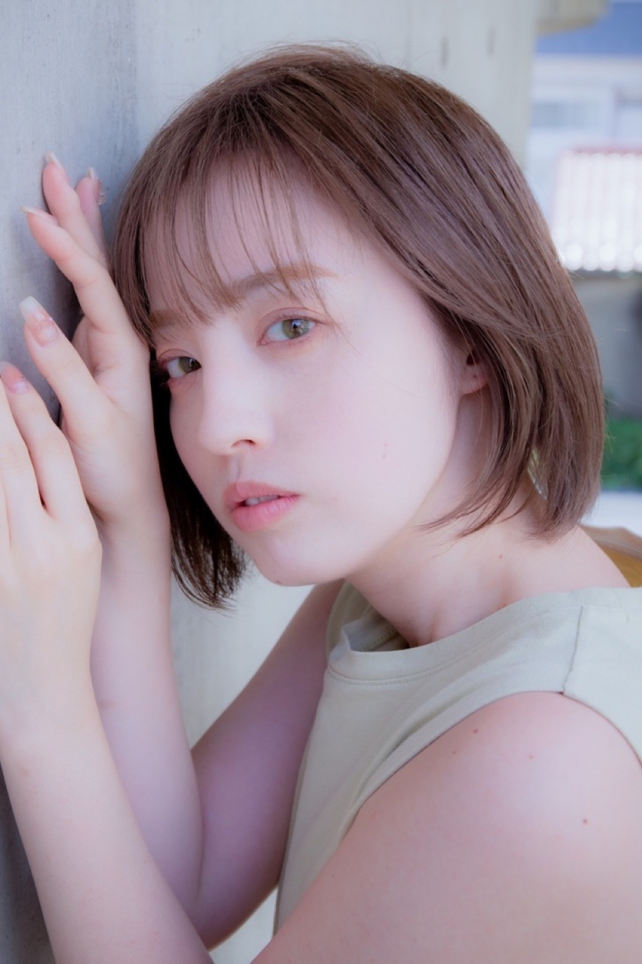 前髪ありのアッシュボブ